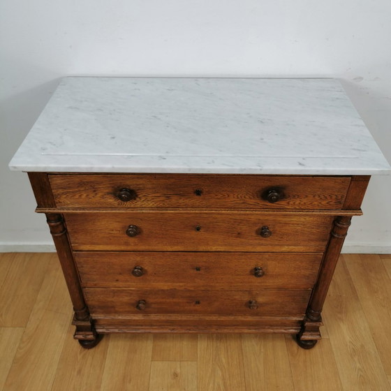 Image 1 of Vintage Frans Dressoir Commode, Ladekast, Badkamermeubel Met Marmer Blad