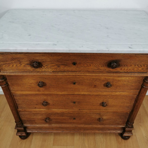 Image 1 of Vintage Frans Dressoir Commode, Ladekast, Badkamermeubel Met Marmer Blad