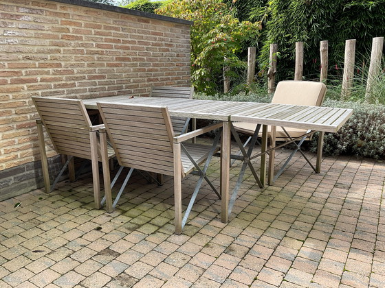 Image 1 of Bent Krogh Tuintafel, 4 Armstoelen Met Zit En Rugkussens Xylofon