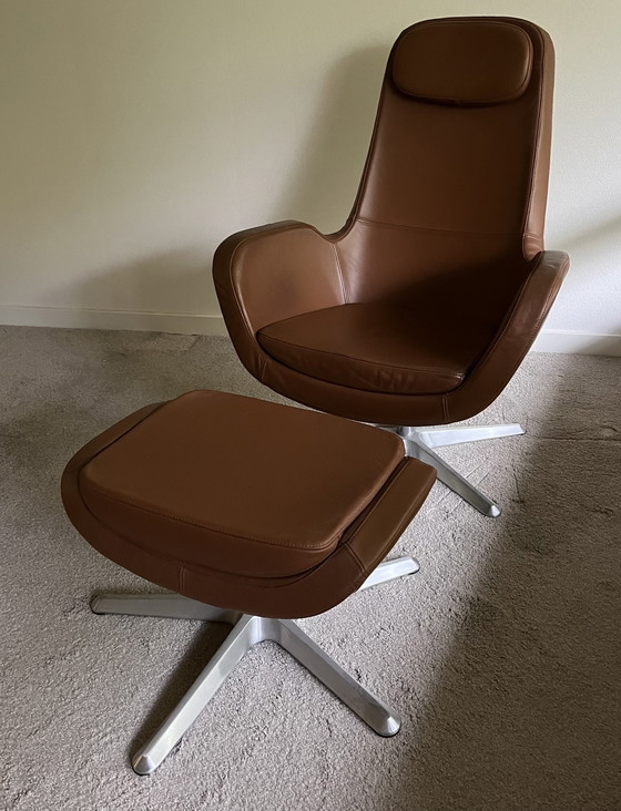 Image 1 of Arvika Lounge Fauteuil Met Voetenbank Leer