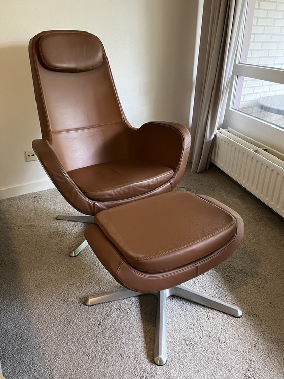 Image 1 of Arvika Lounge Fauteuil Met Voetenbank Leer