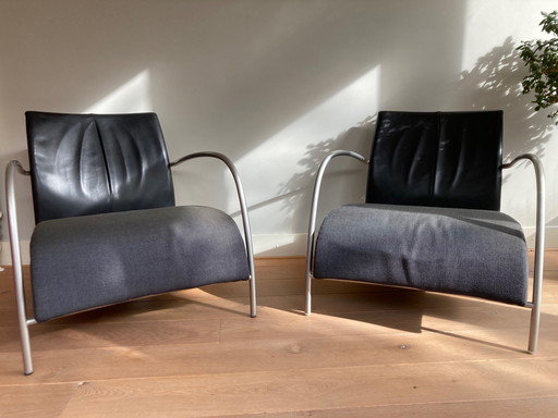 2x Montis Lomas Fauteuil Leer/Stof