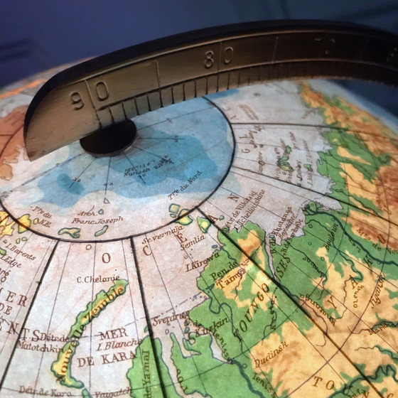 Image 1 of Grote Vintage Wereldbol - Glas - Messing - Columbia Duo - Ruimtetijdperk - 1960