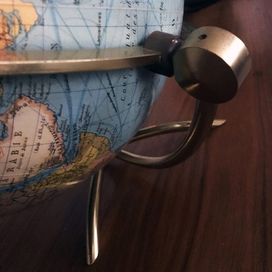 Image 1 of Grote Vintage Wereldbol - Glas - Messing - Columbia Duo - Ruimtetijdperk - 1960
