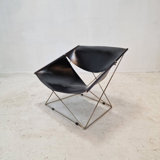 Image 1 of Set van 3 vintage Papillon F675 v stoelen in stalen buizen en leer door Pierre Paulin voor Artifort, Nederland 1960