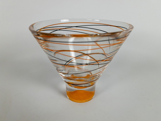 Image 1 of Nybro - Zweden - Handmade - slingervaas - glas - kristal - 1990's