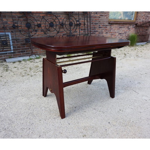 Vintage mahoniehouten uitschuifbare lift eettafel