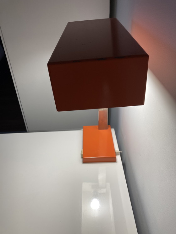 Image 1 of Metalen bureaulamp, oranje jaren 70