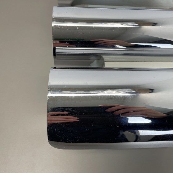 Image 1 of Set van 2 modernistische verchroomde wandlampen Xxl 30 cm Atomic Space Age, Duitsland 1970S