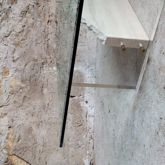 Image 1 of Vintage glazen en marmeren salontafel, Italië 1990