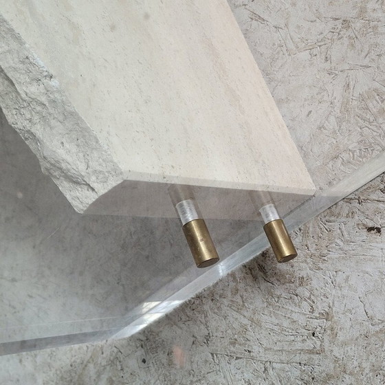 Image 1 of Vintage glazen en marmeren salontafel, Italië 1990