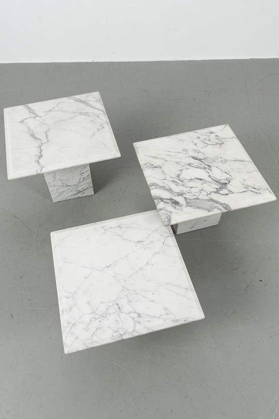 Image 1 of 3x Vintage marmeren tafel