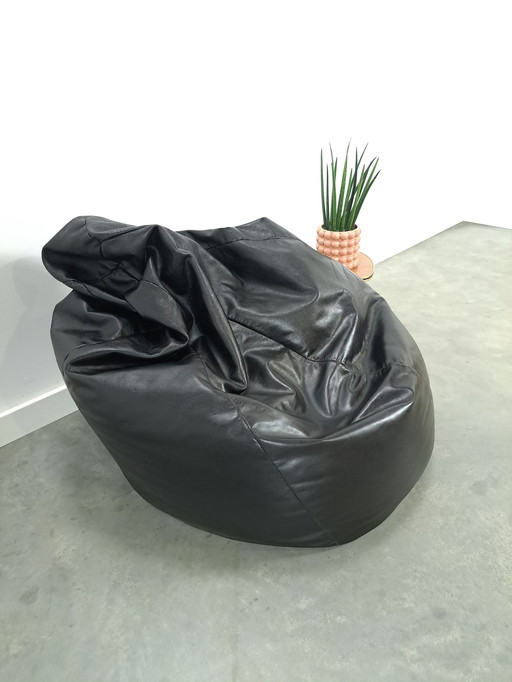 Zwart Leren Zitzak Vintage Beanbag