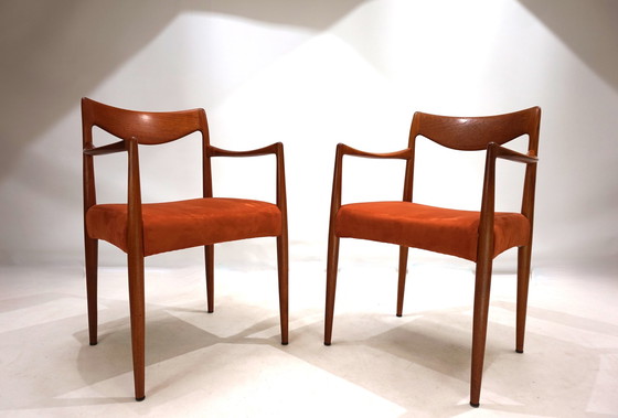 Image 1 of Set van 2 Gustav Bahus Bambi Teakhouten Stoelen Door Rolf Rastad & Adolf Relling, 1960