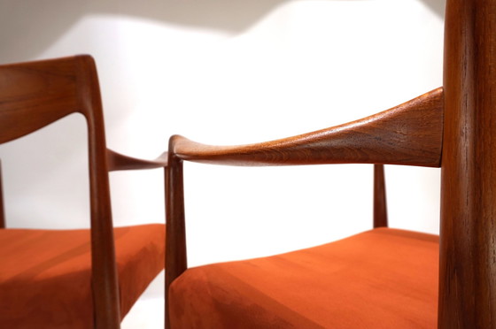 Image 1 of Set van 2 Gustav Bahus Bambi Teakhouten Stoelen Door Rolf Rastad & Adolf Relling, 1960