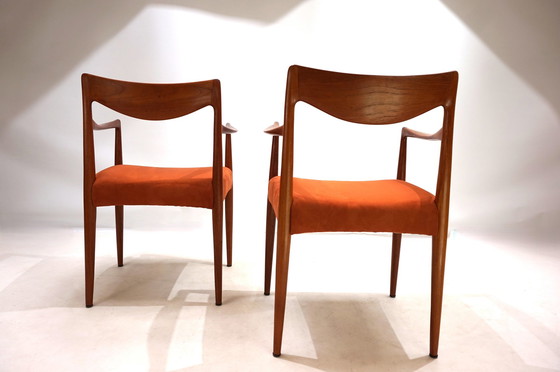 Image 1 of Set van 2 Gustav Bahus Bambi Teakhouten Stoelen Door Rolf Rastad & Adolf Relling, 1960