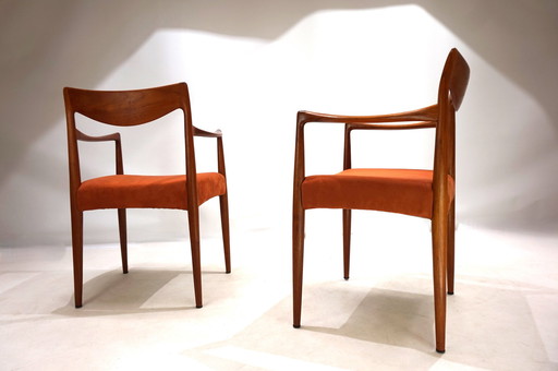 Set van 2 Gustav Bahus Bambi Teakhouten Stoelen Door Rolf Rastad & Adolf Relling, 1960