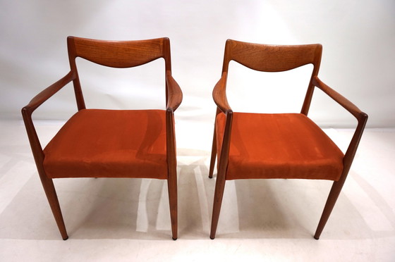 Image 1 of Set van 2 Gustav Bahus Bambi Teakhouten Stoelen Door Rolf Rastad & Adolf Relling, 1960