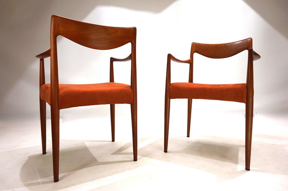 Image 1 of Set van 2 Gustav Bahus Bambi Teakhouten Stoelen Door Rolf Rastad & Adolf Relling, 1960