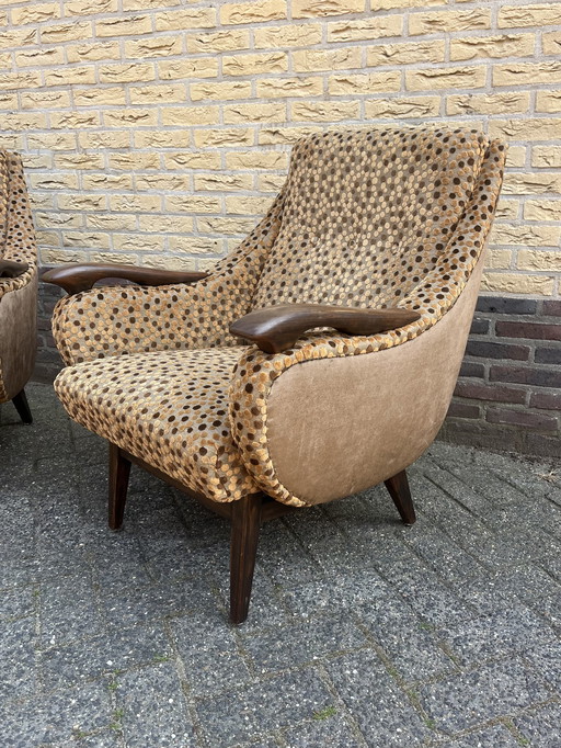 2x Deens design fautuils met teak