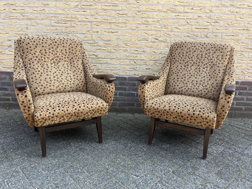 2x Deens design fautuils met teak