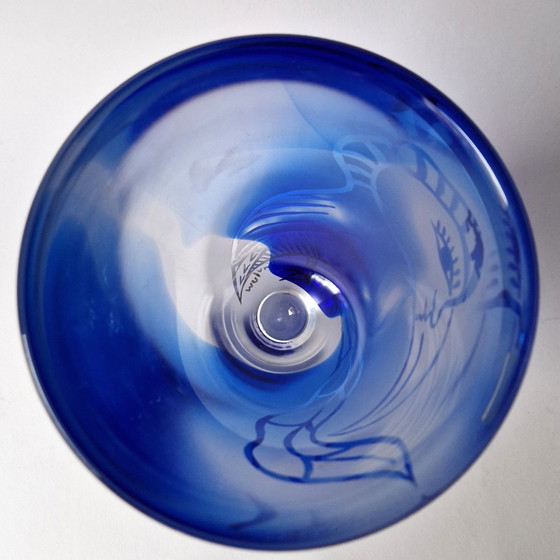 Image 1 of Kosta Boda - "Dancing Blue" Vaas By Ulrica Hydman-Vallien - Gesigneerd