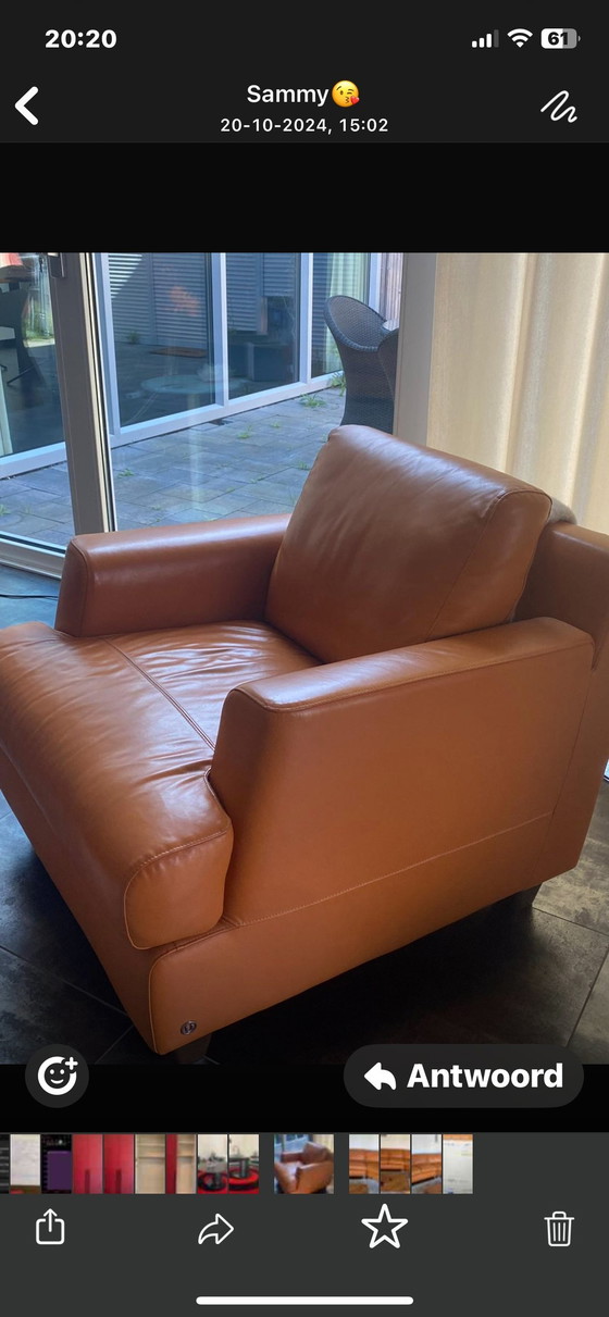 Image 1 of Natuzzi Bank Met Fauteuil En Voetenbank