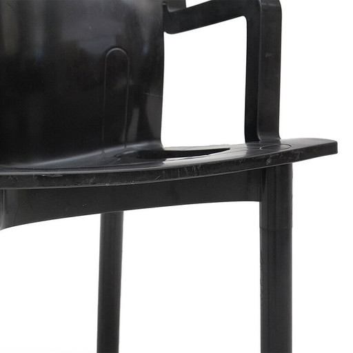 Set van 4 vintage stoelen model "4870" van gegoten zwart plastic door Anna Castelli voor Kartell, Italië 1980