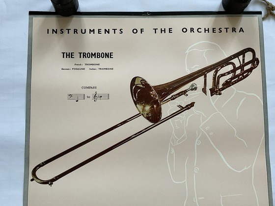 Image 1 of Vintage poster Boosey & Hawkes - orkestinstrumenten - de trombone