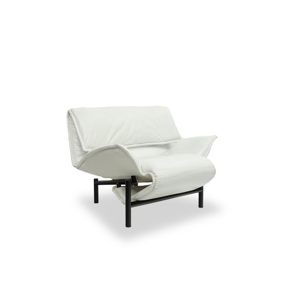 Image 1 of Cassina Veranda Fauteuil Leer Wit Vintage Ligstoel