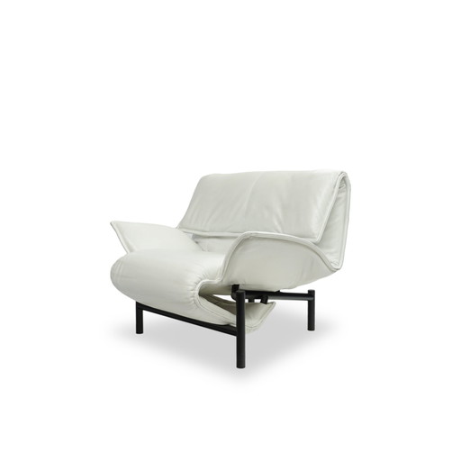 Cassina Veranda Fauteuil Leer Wit Vintage Ligstoel