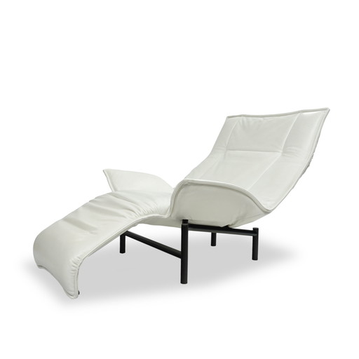 Cassina Veranda Fauteuil Leer Wit Vintage Ligstoel