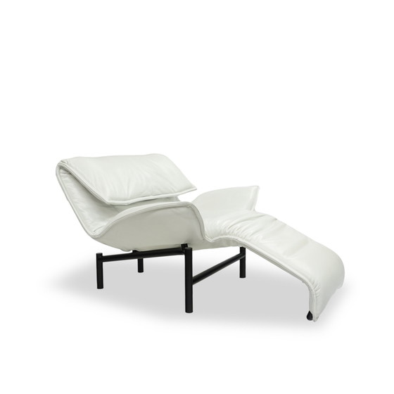 Image 1 of Cassina Veranda Fauteuil Leer Wit Vintage Ligstoel