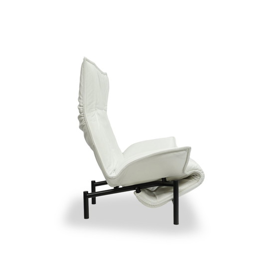 Image 1 of Cassina Veranda Fauteuil Leer Wit Vintage Ligstoel