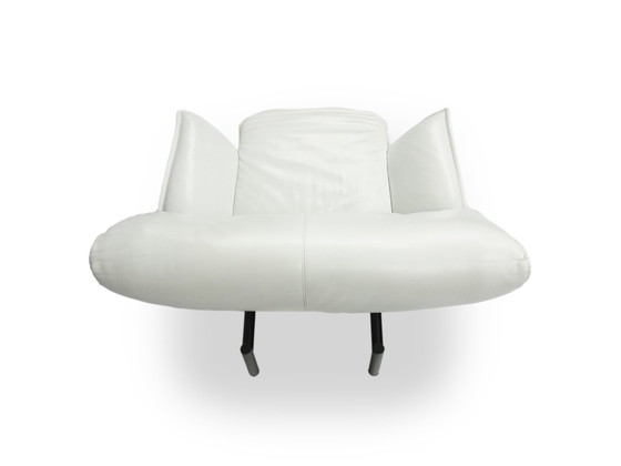 Image 1 of Cassina Veranda Fauteuil Leer Wit Vintage Ligstoel