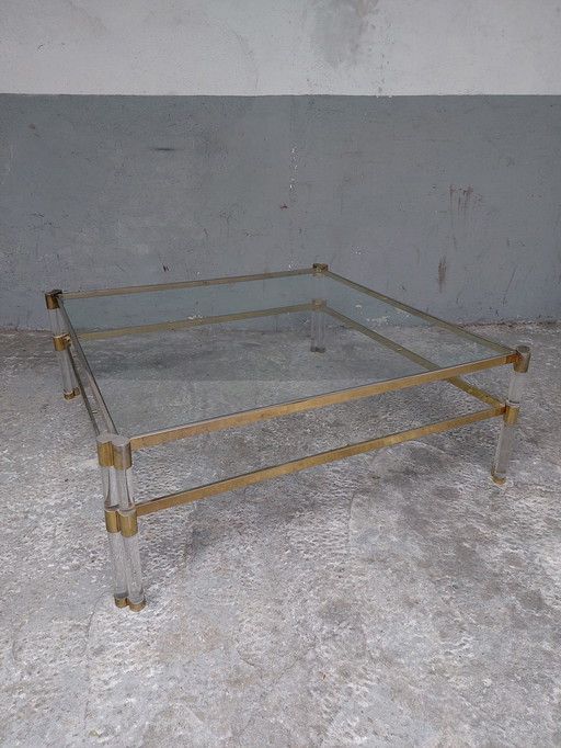 Hollywood regency Glass coffee table