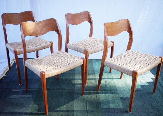 Image 1 of 4 X Deense teakhouten stoelen van Niels Otto Møller model 71