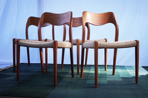 4 X Deense teakhouten stoelen van Niels Otto Møller model 71