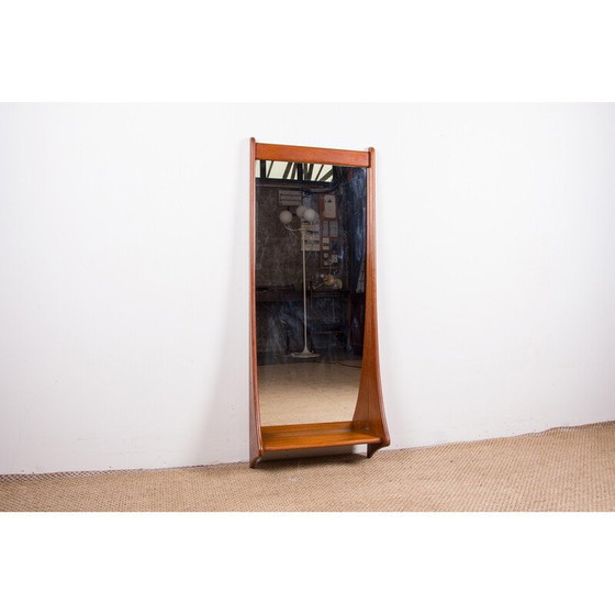 Image 1 of Vintage teakhouten en glazen wandspiegel van Pedersen en Hansen, Denemarken 1960