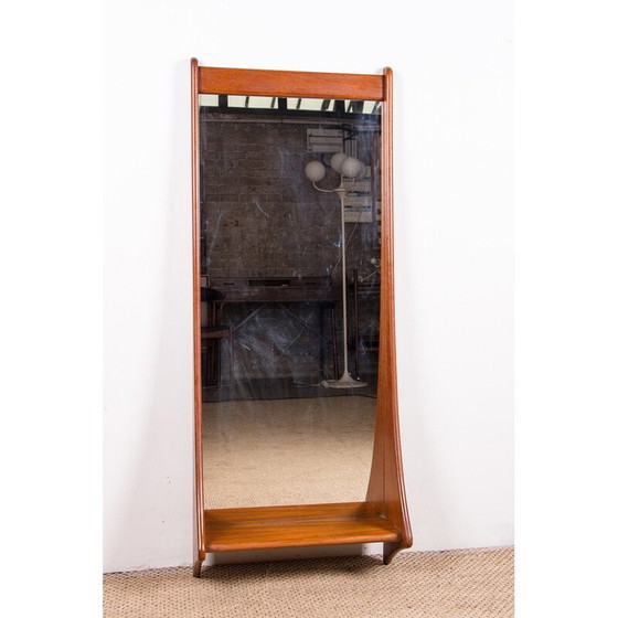 Image 1 of Vintage teakhouten en glazen wandspiegel van Pedersen en Hansen, Denemarken 1960