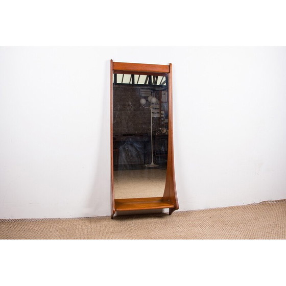 Image 1 of Vintage teakhouten en glazen wandspiegel van Pedersen en Hansen, Denemarken 1960