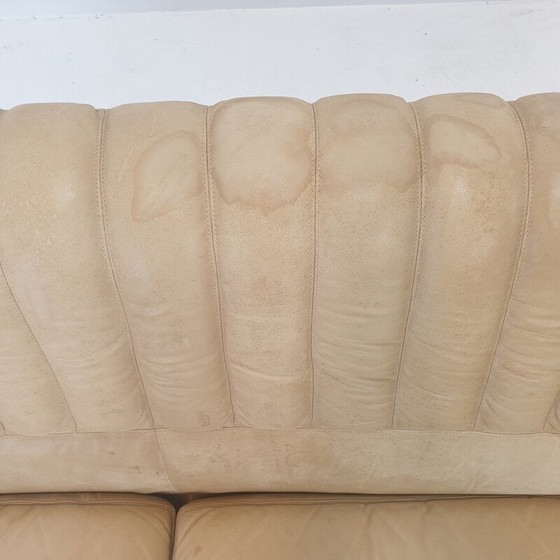 Image 1 of Vintage lederen 3-zits club sofa, Italië 1970