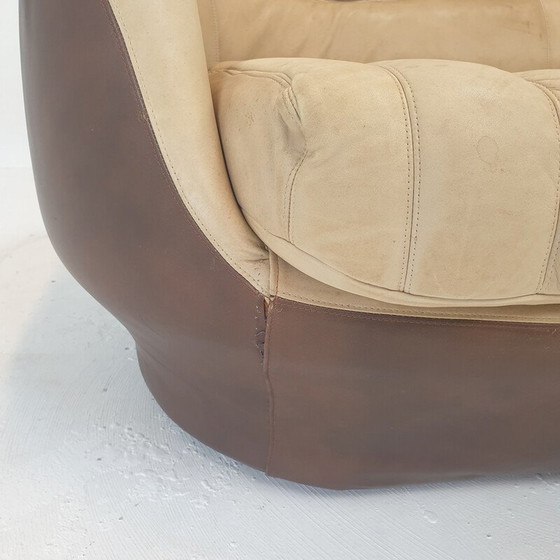 Image 1 of Vintage lederen 3-zits club sofa, Italië 1970