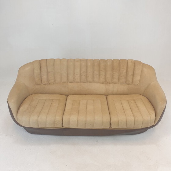 Image 1 of Vintage lederen 3-zits club sofa, Italië 1970