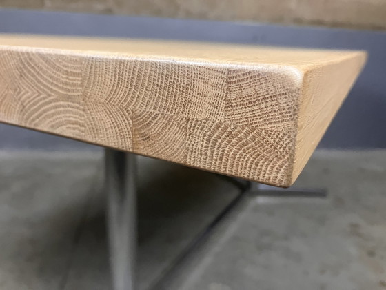 Image 1 of Vintage Eettafel Chroom Massief Eiken