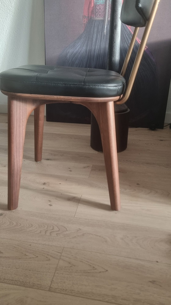 Image 1 of Stellar Works Utility Stoel 1 X Zwart Leer/Walnoot Hout