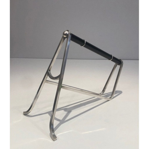 Vintage flessenhouder in zilvermetaal en Chinese lak van Jacques Adnet en Christofle, Frankrijk 1950