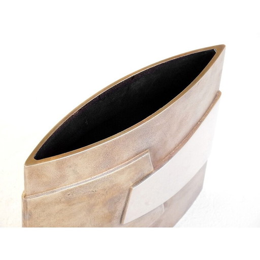 Vintage bronzen vaas abstracte kunst door Esa Fedrigolli voor Esart Italië, 1980