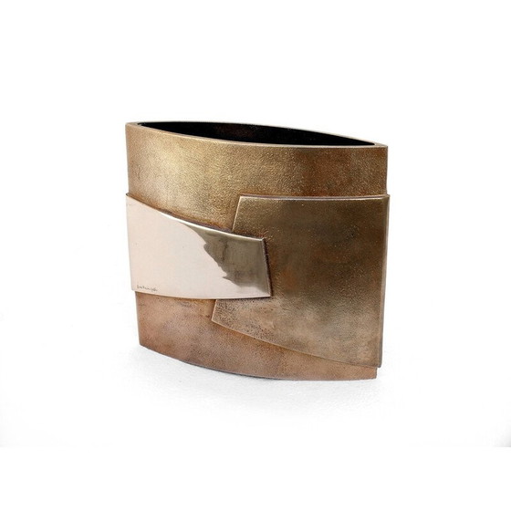 Image 1 of Vintage bronzen vaas abstracte kunst door Esa Fedrigolli voor Esart Italië, 1980