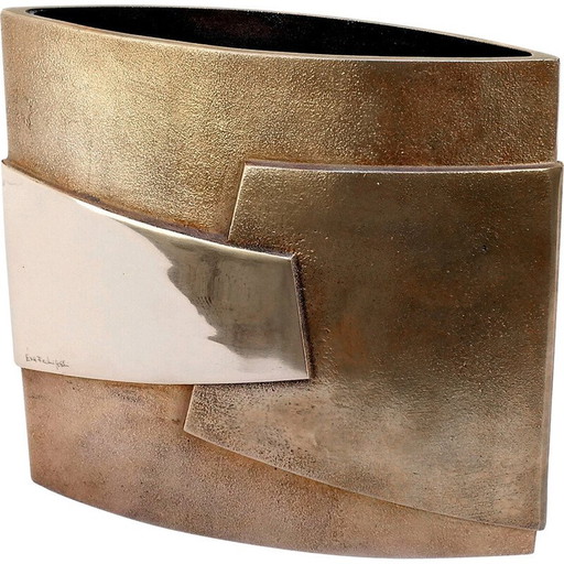 Vintage bronzen vaas abstracte kunst door Esa Fedrigolli voor Esart Italië, 1980